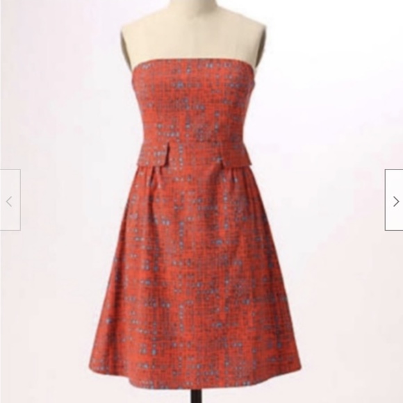 Anthropologie Tabitha  red strapless dress - Picture 1 of 6